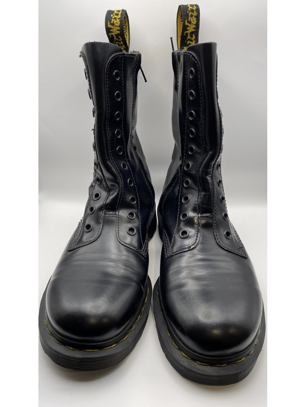 Dr. Martens Border Line Black Leather Boots Size 8.5 Womens